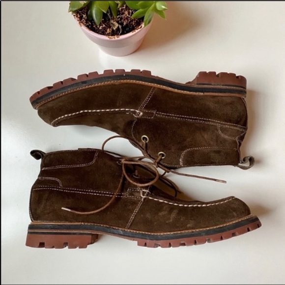 John Varvatos brown suede topstitch mid boots - Picture 3 of 6